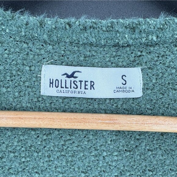 Hollister Women's Fuzzy Knit Ballet Wrap Cardigan Sweater S Green Balletcore - Picture 4 of 5